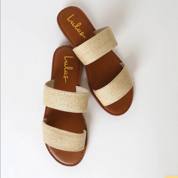 Lulus Shoes - Natural Raffia Slide Sandal